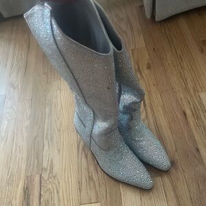 Silver Sparkle Heeled Boots